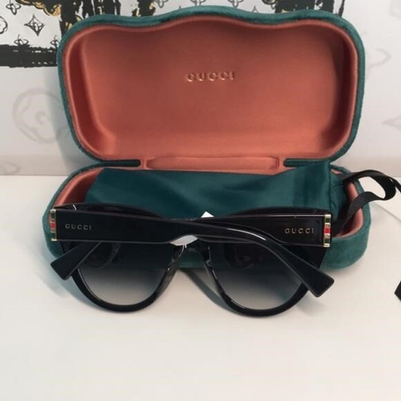 New ✨ Authentic Gucci GG0460S 001 Cat-Eye Sunglasses – Black Frame with Grey Gra - Picture 10 of 10